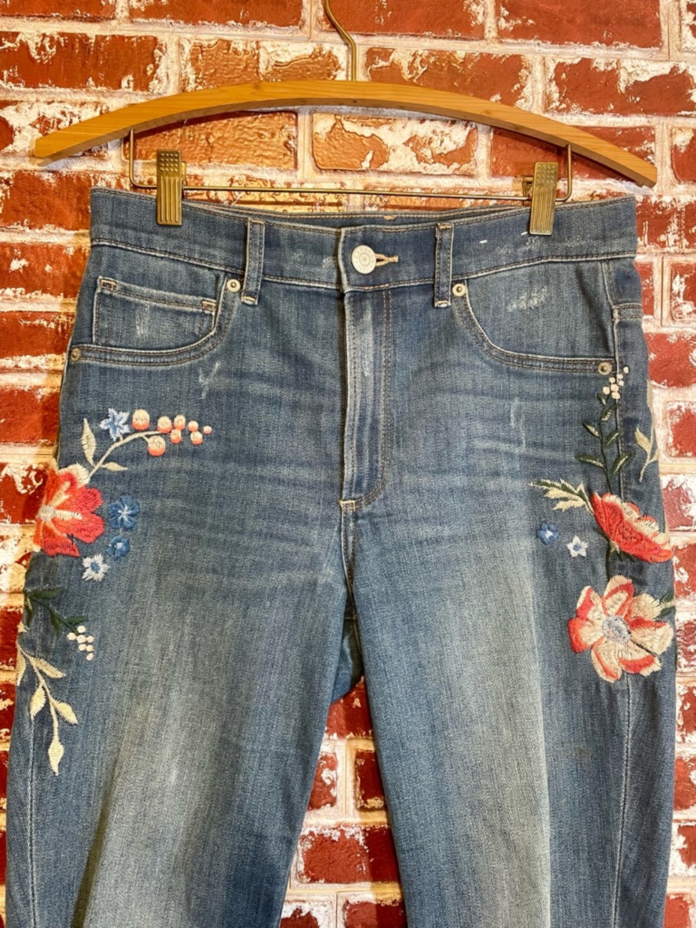 Express Floral Embroidered High Rise Skinny Ankle Legging.  Boho Festival. 6R - Picture 3 of 13